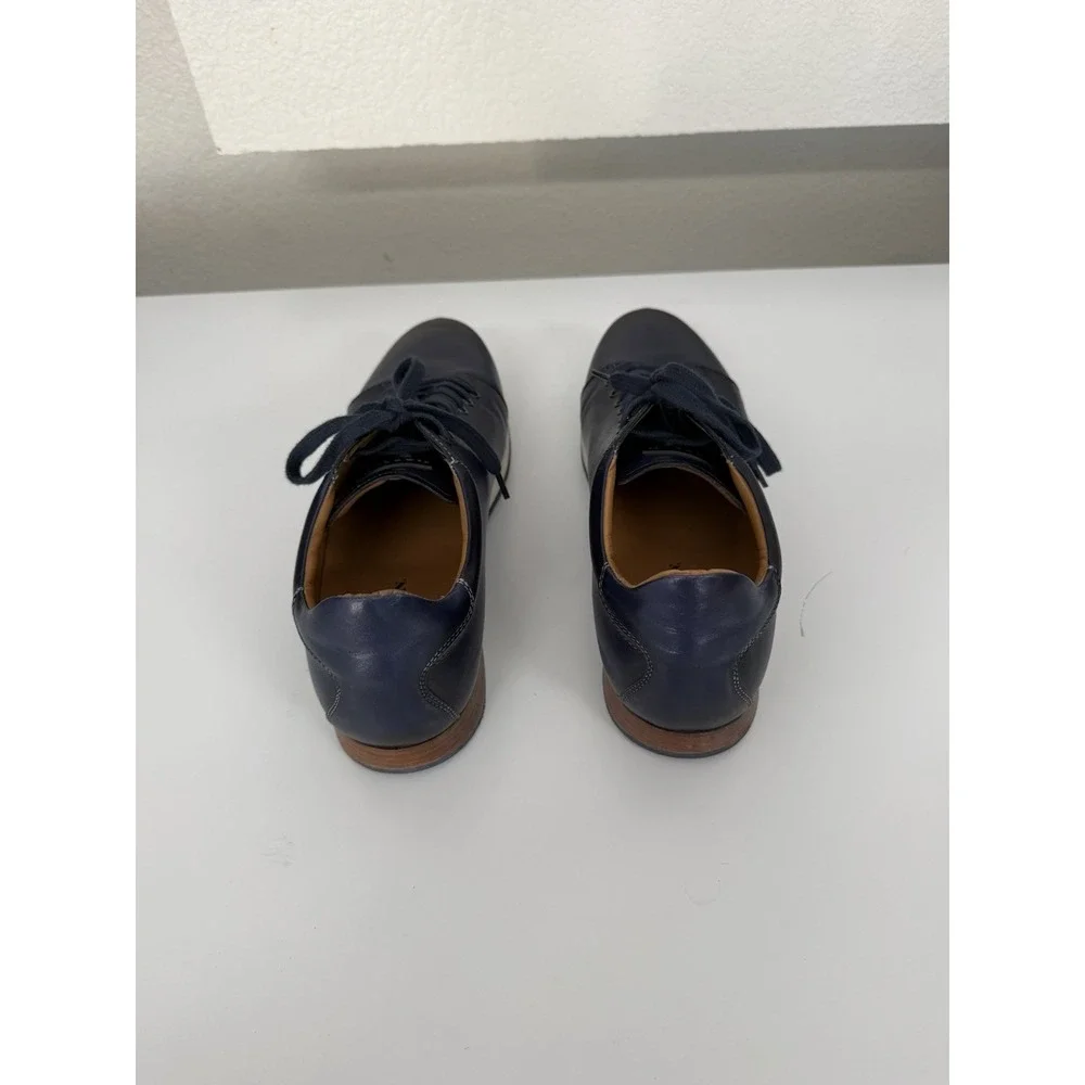 Mezlan Mens 12 M Navy Leather Low Top Sneakers Casual Dress Shoes Made In Spain